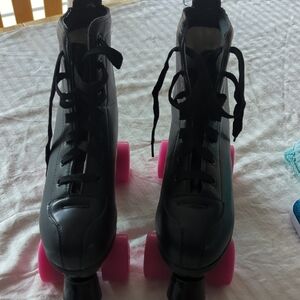 Black Roller Skates with Pink Wheels